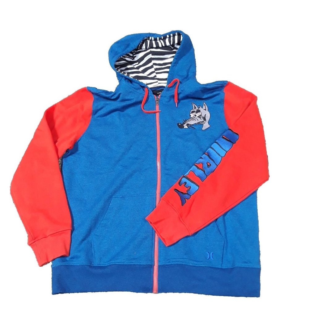 Hurley Signature Rat Hoodie Mens Size 2XL Yeah Buddy Blue & Orange Full Zip NWT